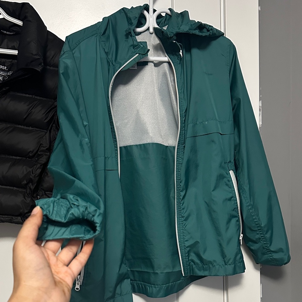 Teal Hooded Windbreaker Jacket old navy medium